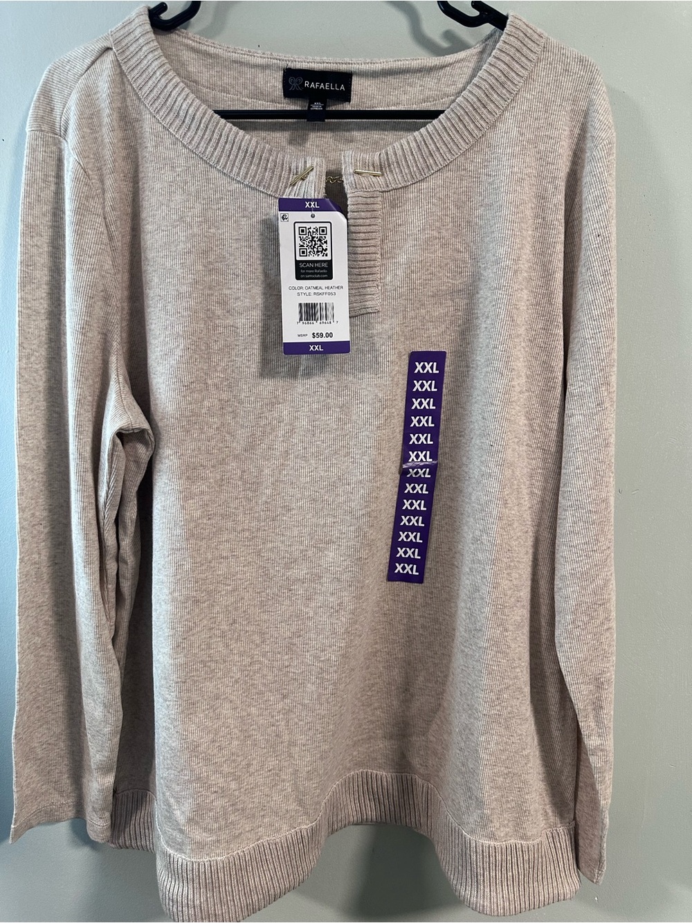 Rafaella Scoopneck Sweater in Light Taupe